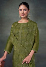 Load image into Gallery viewer, Mehndi Chiffon Embroidered Pakistani Suit
