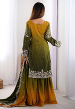 Load image into Gallery viewer, Mehndi Chinon Silk Readymade Gharara Suit
