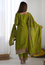 Load image into Gallery viewer, Mehndi Chinon Silk Readymade Pant Style Suit
