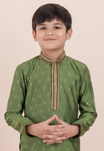 Load image into Gallery viewer, Mehndi Cotton Jacquard Kids Kurta Pajama
