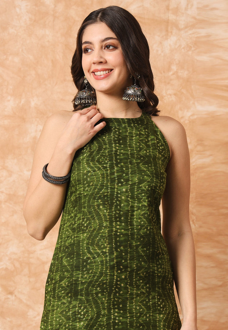 Mehndi Cotton Printed Kurti