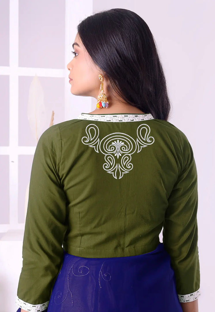 Mehndi Cotton Readymade Blouse