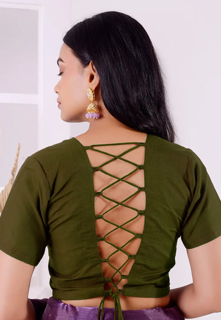 Mehndi Cotton Readymade Blouse