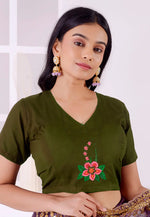 Load image into Gallery viewer, Mehndi Cotton Readymade Blouse
