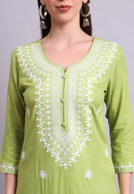 Load image into Gallery viewer, Mehndi Cotton Readymade Pant Style Suit
