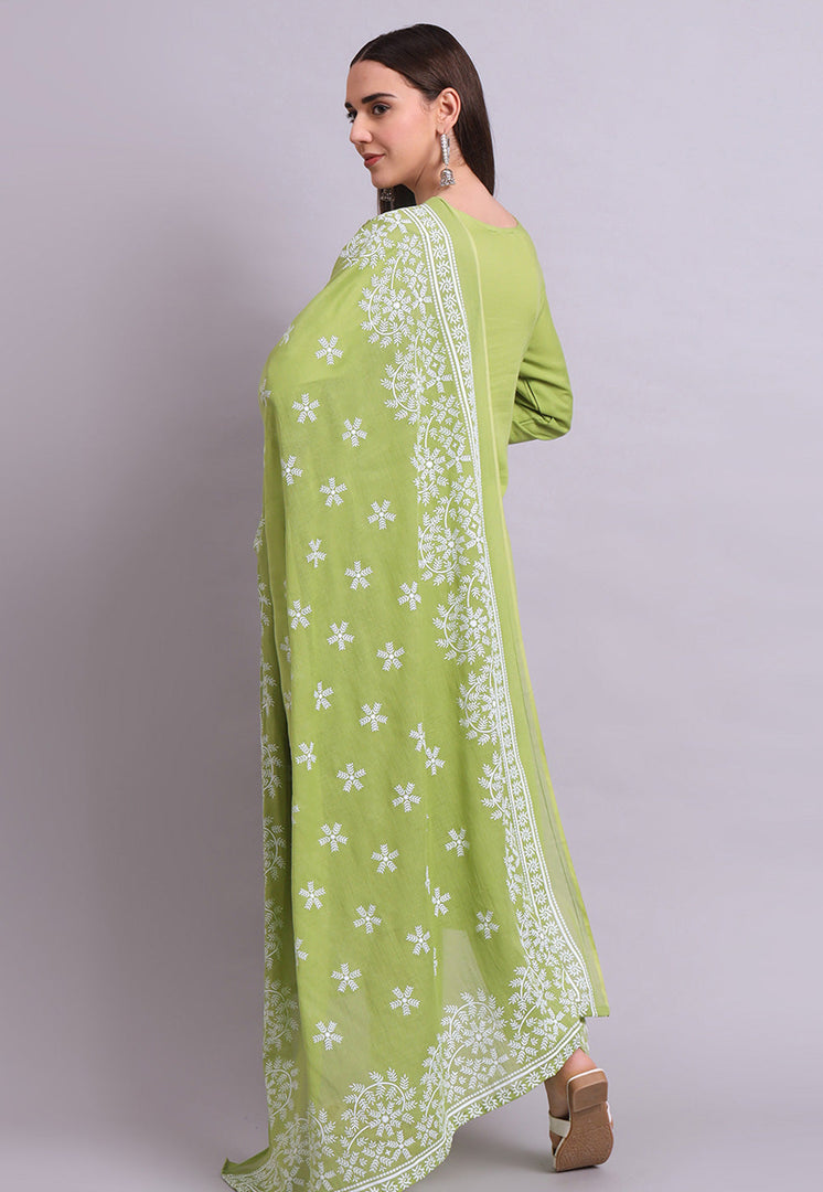Mehndi Cotton Readymade Pant Style Suit