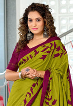 Load image into Gallery viewer, Mehndi Cotton Saree With Blouse
