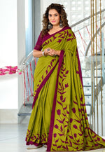 Load image into Gallery viewer, Mehndi Cotton Saree With Blouse
