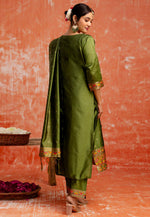 Load image into Gallery viewer, Mehndi Cotton Silk Readymade Pakistani Suit
