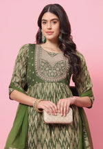 Load image into Gallery viewer, Mehndi Cotton Silk Readymade Pakistani Suit

