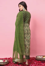 Load image into Gallery viewer, Mehndi Cotton Silk Readymade Pakistani Suit
