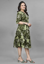 Load image into Gallery viewer, Mehndi Crepe Printed Gown
