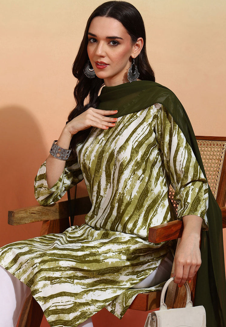 Mehndi Crepe Readymade Pakistani Suit