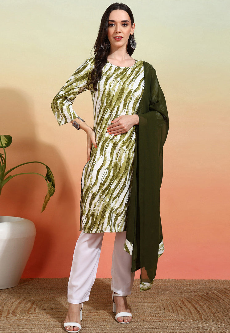 Mehndi Crepe Readymade Pakistani Suit