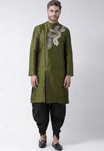 Load image into Gallery viewer, Mehndi Dupion Silk Dhoti Kurta
