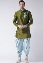 Load image into Gallery viewer, Mehndi Dupion Silk Dhoti Kurta
