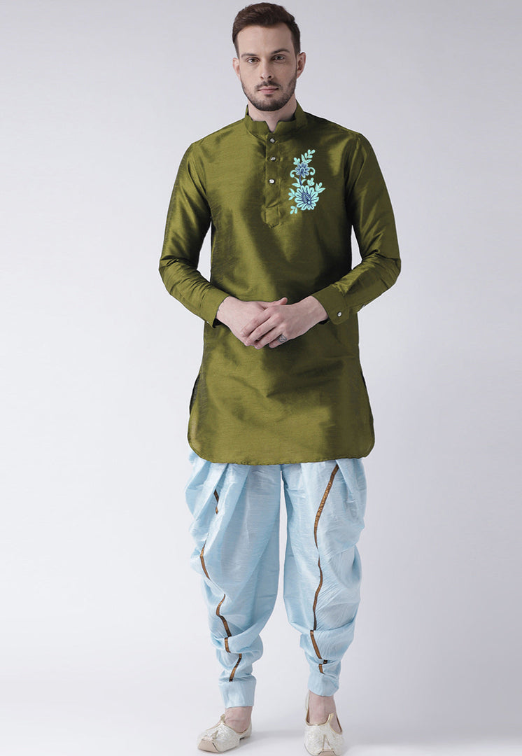 Mehndi Dupion Silk Dhoti Kurta