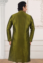 Mehndi Dupion Silk Kurta Pajama