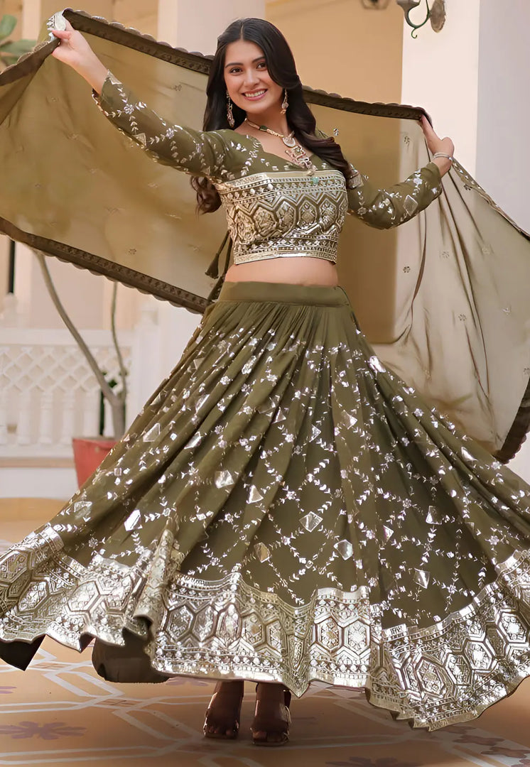 Mehndi Faux Georgette Lehenga Choli