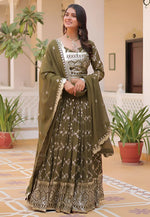 Load image into Gallery viewer, Mehndi Faux Georgette Lehenga Choli
