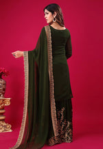 Load image into Gallery viewer, Mehndi Faux Georgette Readymade Gharara Suit
