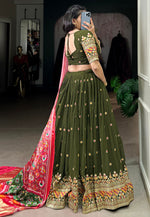 Load image into Gallery viewer, Mehndi Georgette Circular Lehenga Choli
