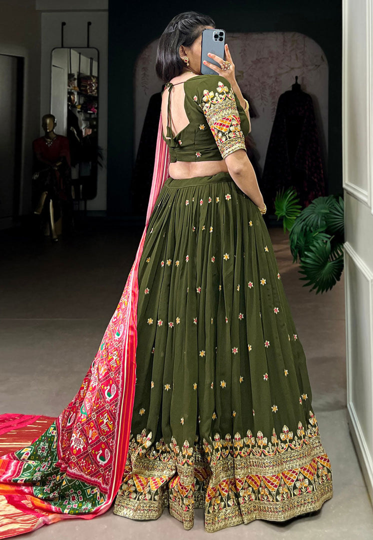 Mehndi Georgette Circular Lehenga Choli