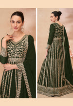 Load image into Gallery viewer, Mehndi Georgette Embroidered Center Slit Anarkali Suit
