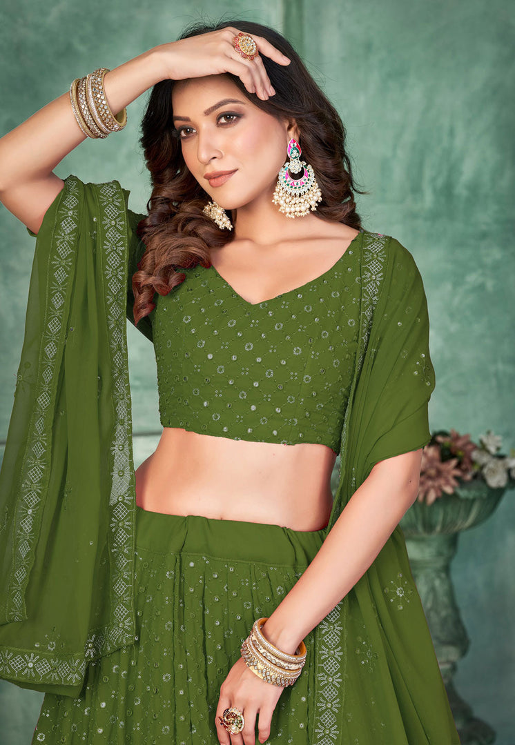 Mehndi Georgette Lehenga Choli