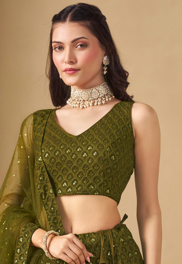 Mehndi Georgette Lehenga Choli