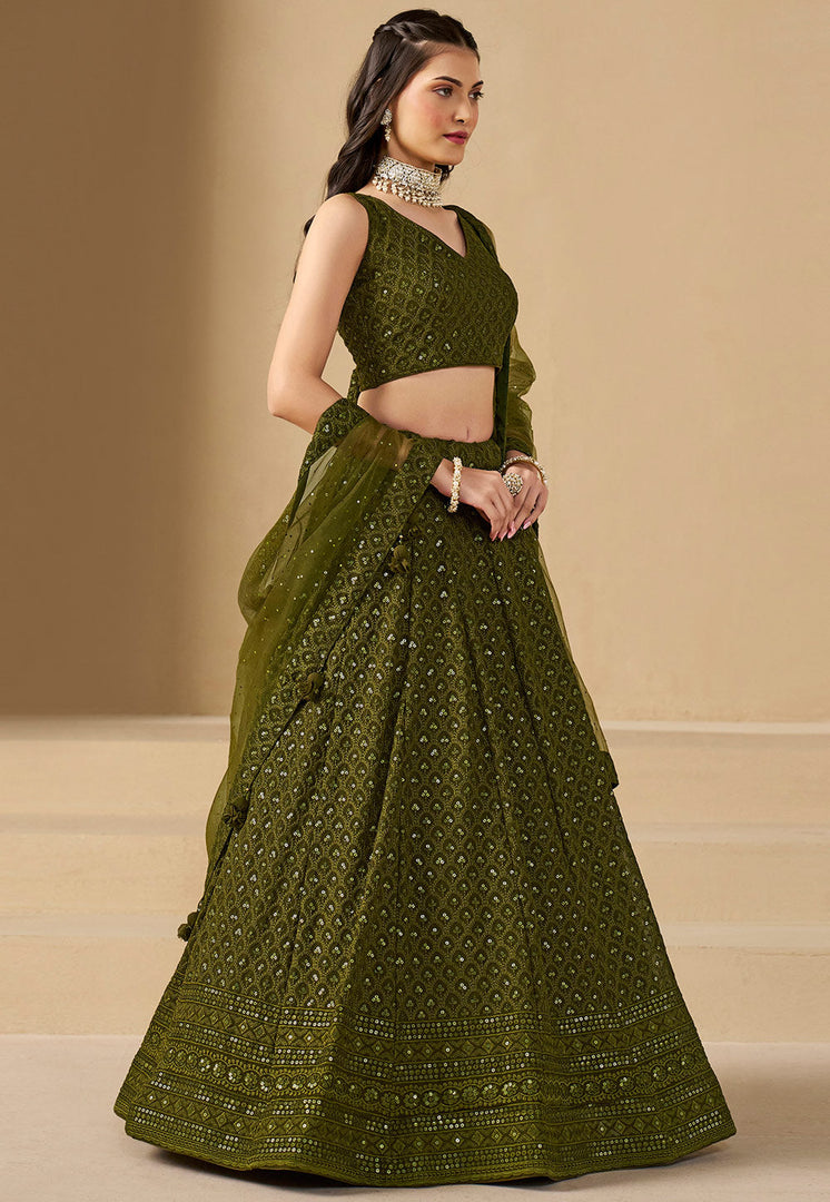 Mehndi Georgette Lehenga Choli
