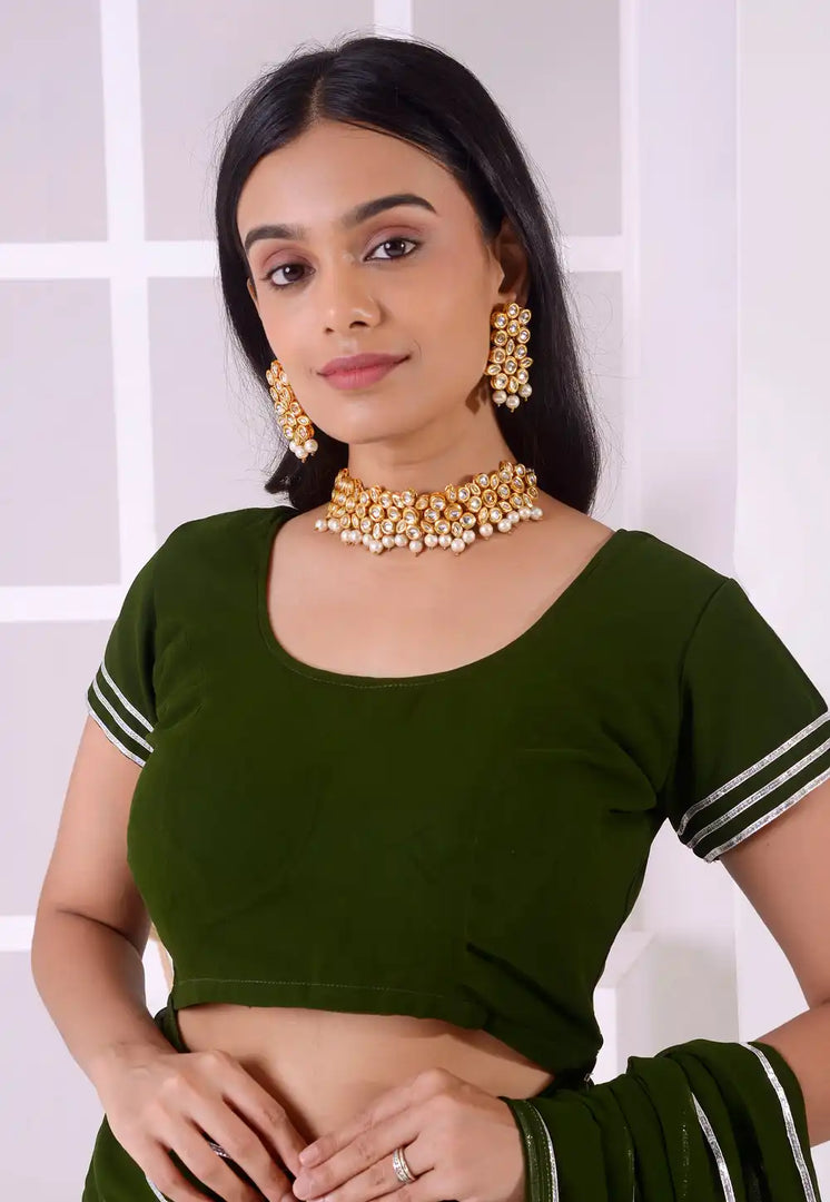 Mehndi Georgette Readymade Blouse