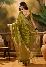 Load image into Gallery viewer, Mehndi Khadi Saree With Blouse
