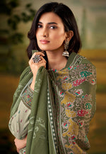 Load image into Gallery viewer, Mehndi Muslin Pant Style Suit
