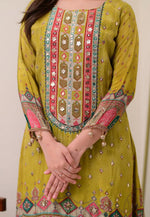 Load image into Gallery viewer, Mehndi Muslin Readymade Palazzo Suit
