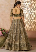 Load image into Gallery viewer, Mehndi Net Circular Lehenga Choli
