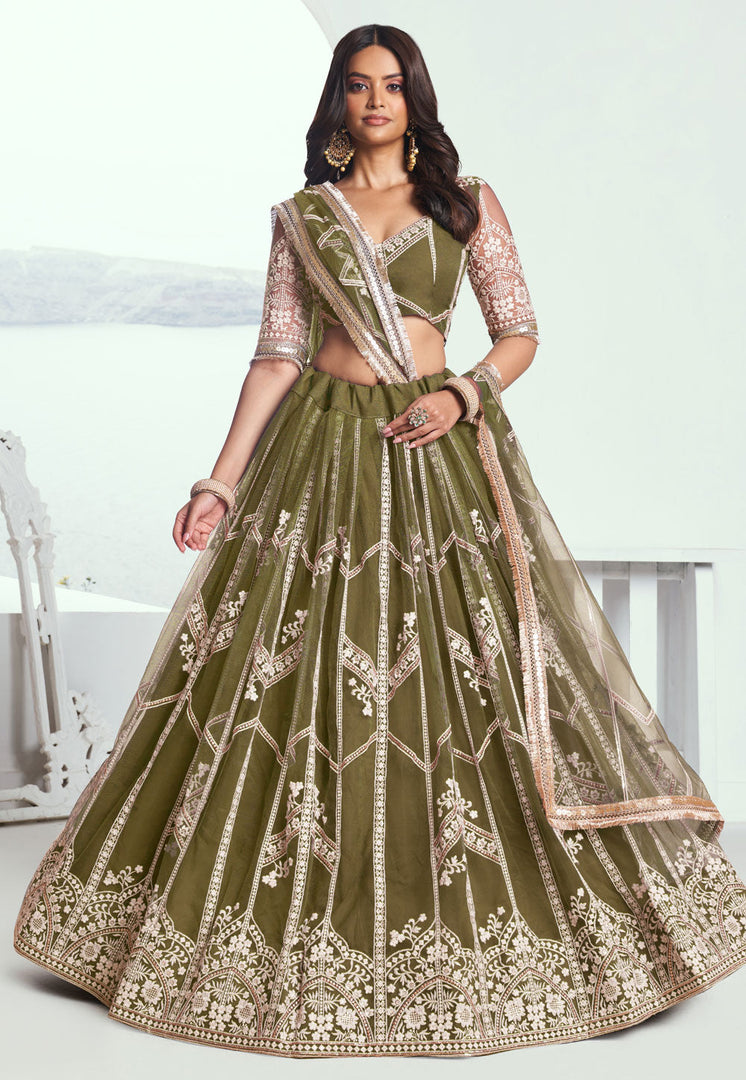 Mehndi Net Lehenga Choli