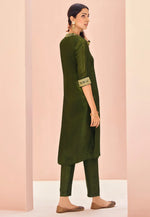 Load image into Gallery viewer, Mehndi Organza Kurta Set With Pent
