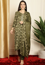 Load image into Gallery viewer, Mehndi Pashmina Pant Style Suit

