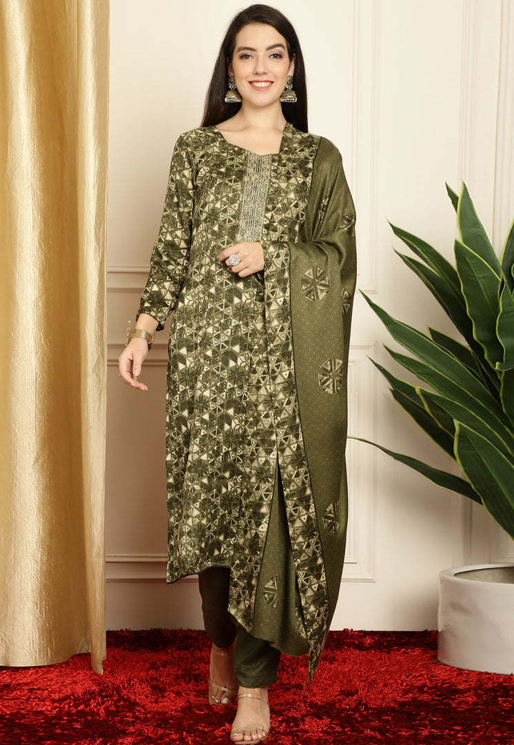Mehndi Pashmina Pant Style Suit