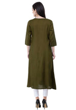 Load image into Gallery viewer, Mehndi Rayon Kurta Set With Legging
