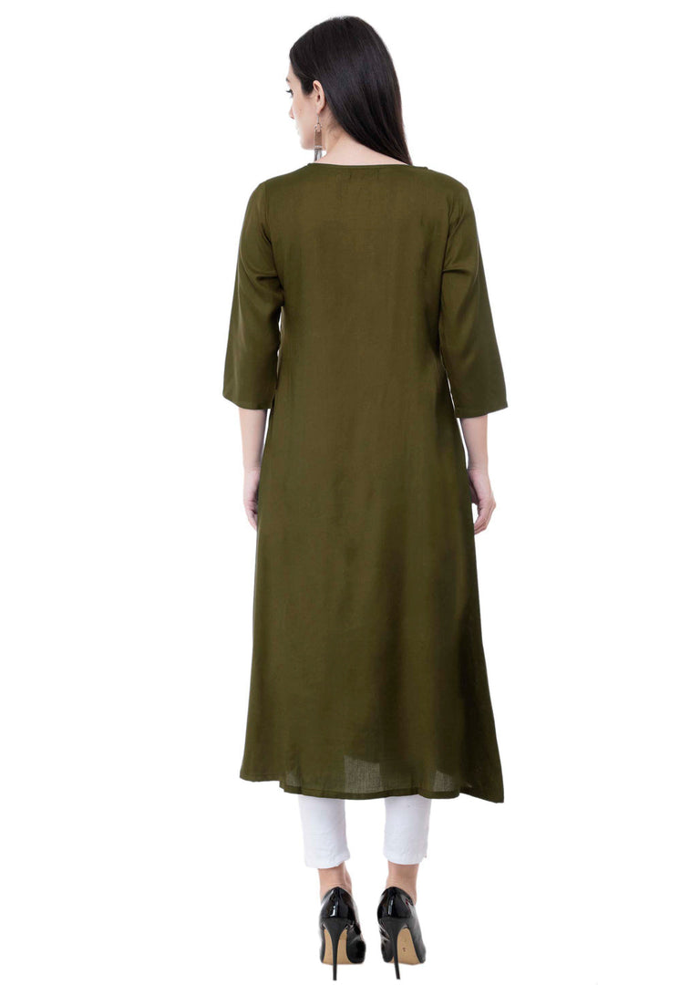 Mehndi Rayon Kurta Set With Legging