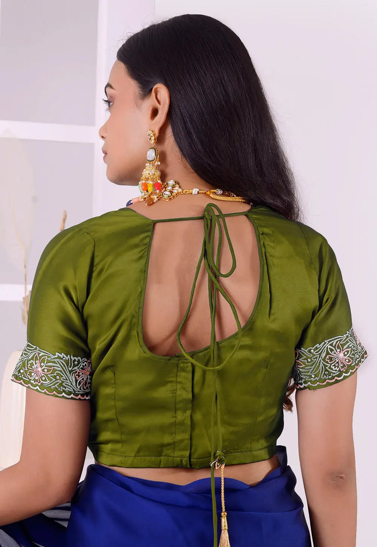 Mehndi Satin Silk Readymade Blouse