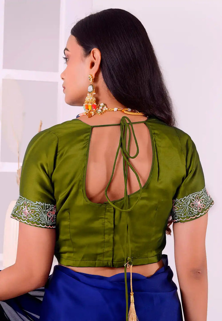 Mehndi Satin Silk Readymade Blouse