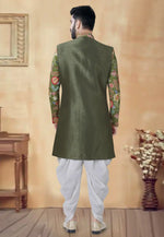 Load image into Gallery viewer, Mehndi Silk Dhoti Sherwani
