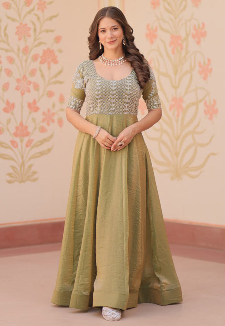 Mehndi Silk Gown