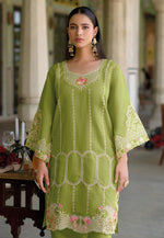Load image into Gallery viewer, Mehndi Silk Kurta Set With Pant
