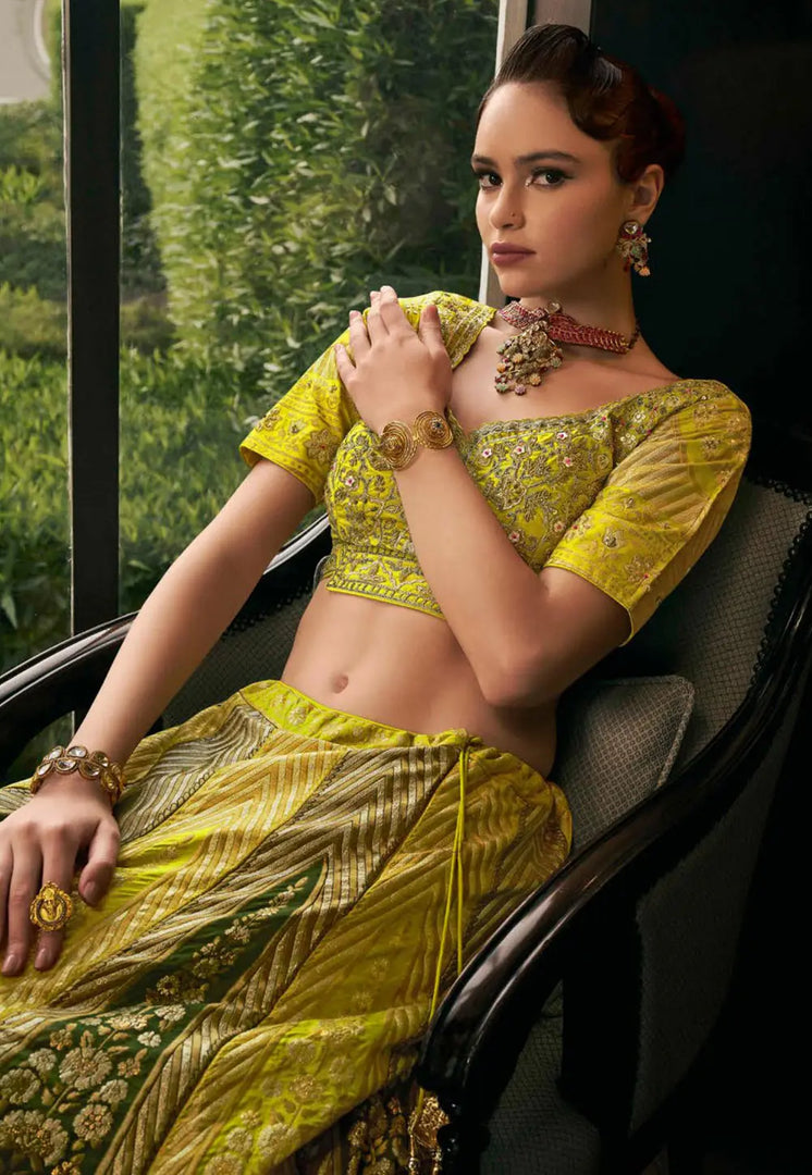 Mehndi Silk Lehenga Choli