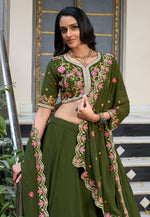 Load image into Gallery viewer, Mehndi Silk Lehenga Choli
