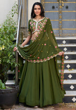 Load image into Gallery viewer, Mehndi Silk Lehenga Choli

